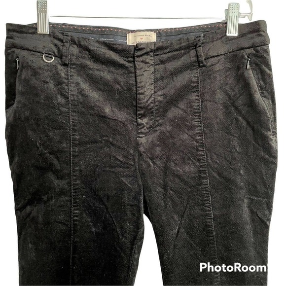 Anthropologie Size 8 The Essential Slim Pants Black Velvet Pockets Cropp… - Picture 3 of 10